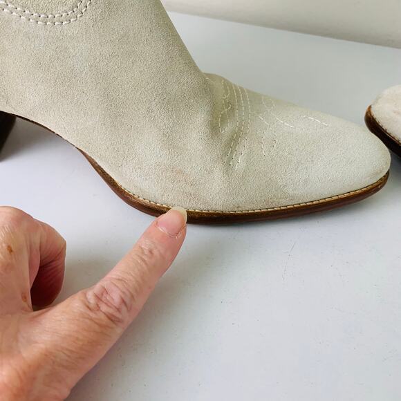 Polo by Ralph Lauren Women's Lucille Calfskin Suede Ankle Boots Cream Size 10B - Picture 10 of 16